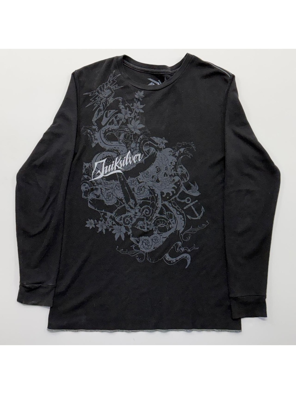Quiksilver Men's Long Sleeve Black Graphic T-Shirt
